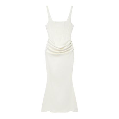 Sleeveless Backless Bodycon Long Dress with Fish Tail Hem