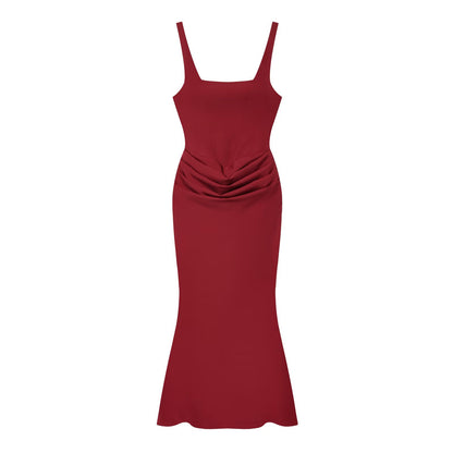 Sleeveless Backless Bodycon Long Dress with Fish Tail Hem