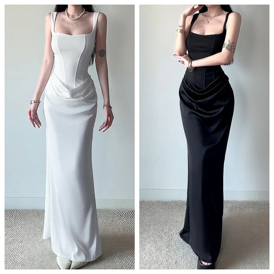 Sleeveless Backless Bodycon Long Dress with Fish Tail Hem